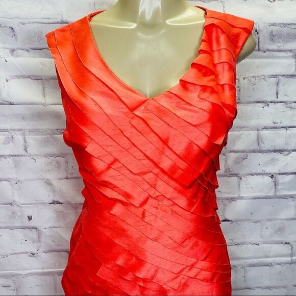 London Times Woman Orange Tiered Formal Dress - Picture 9 of 10